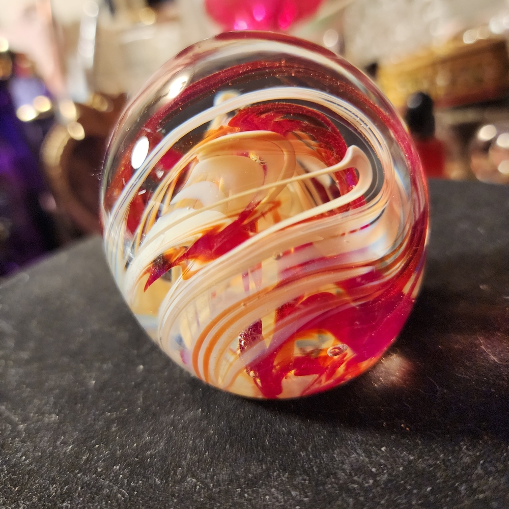 Vibrant Swirl Glass Art Sphere